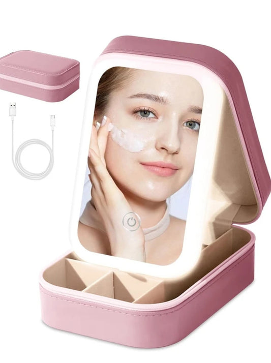 Makeup Organizer Box with LED Mirror