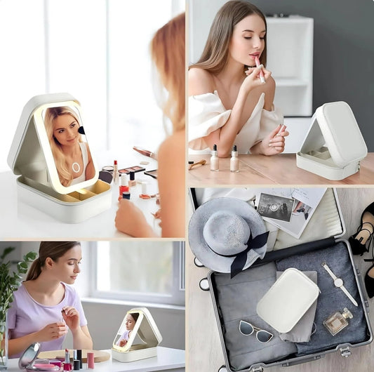 Makeup Organizer Box with LED Mirror